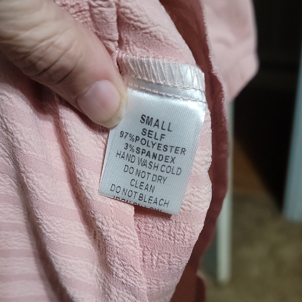 Davi & Dani Pink Textured V-Neck Puff Sleeve Blouse Small Cottagecore Boutique - Picture 5 of 6